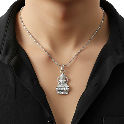 Silver Lakshmi God Hindu Pendant