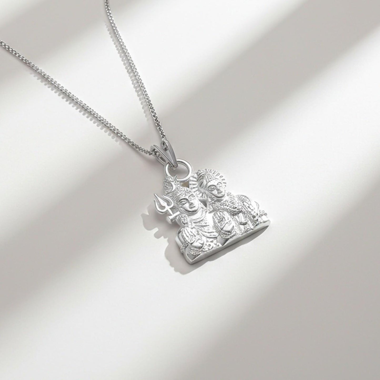Silver God Shiv Parvati Pendant
