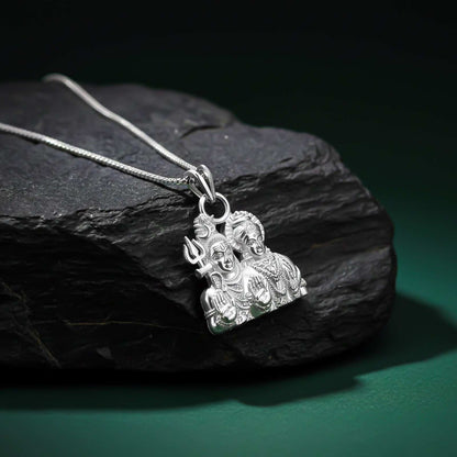 Silver God Shiv Parvati Pendant