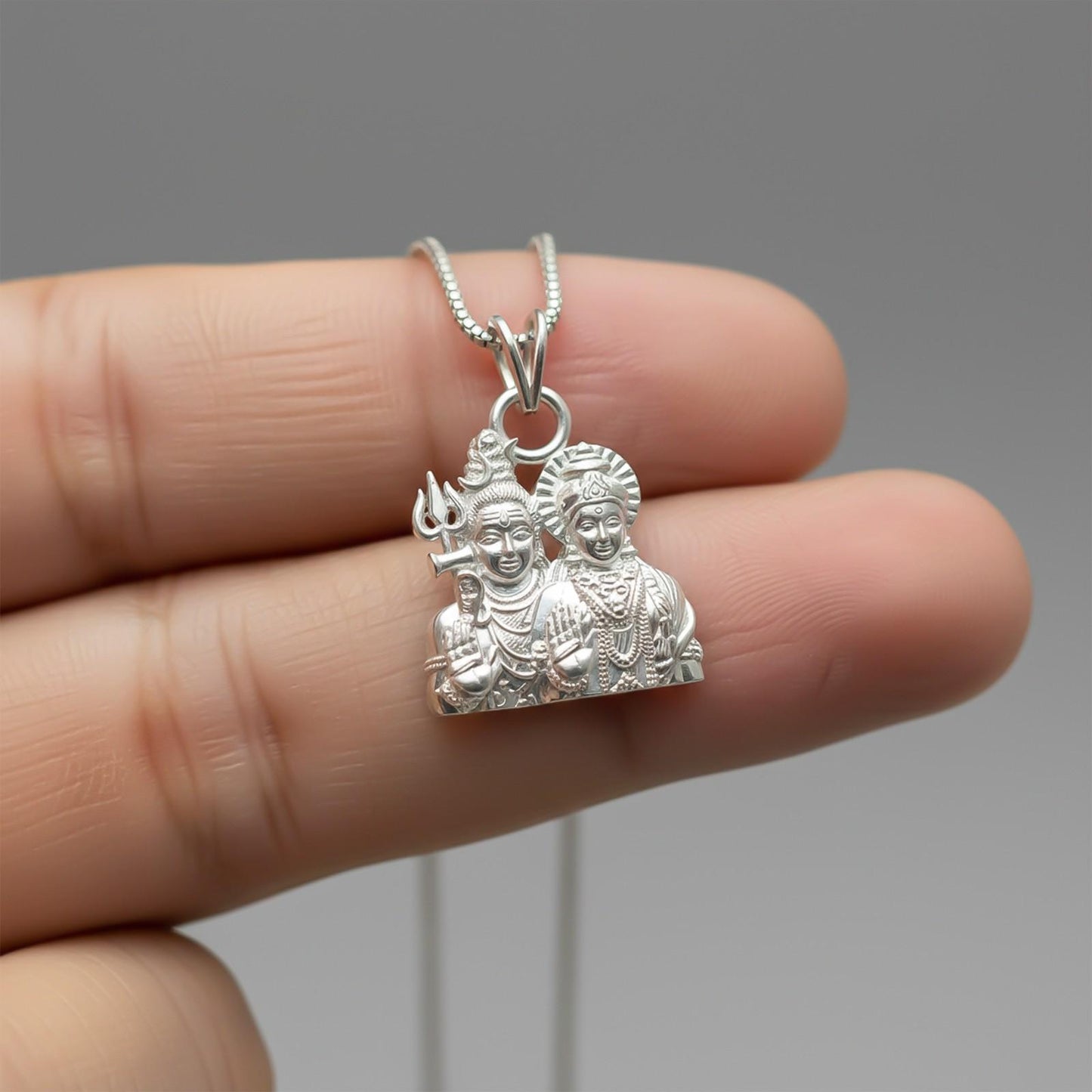 Silver God Shiv Parvati Pendant