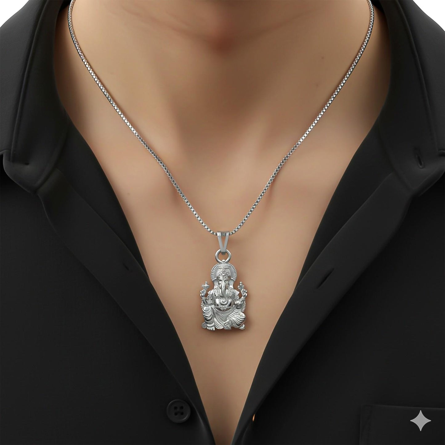 Silver God Ganesha Idol Pendant