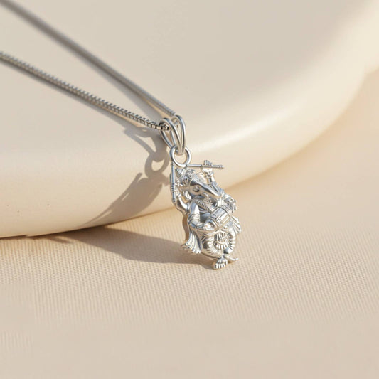 Silver God Ganesha Dancing Sterling Silver Pendant
