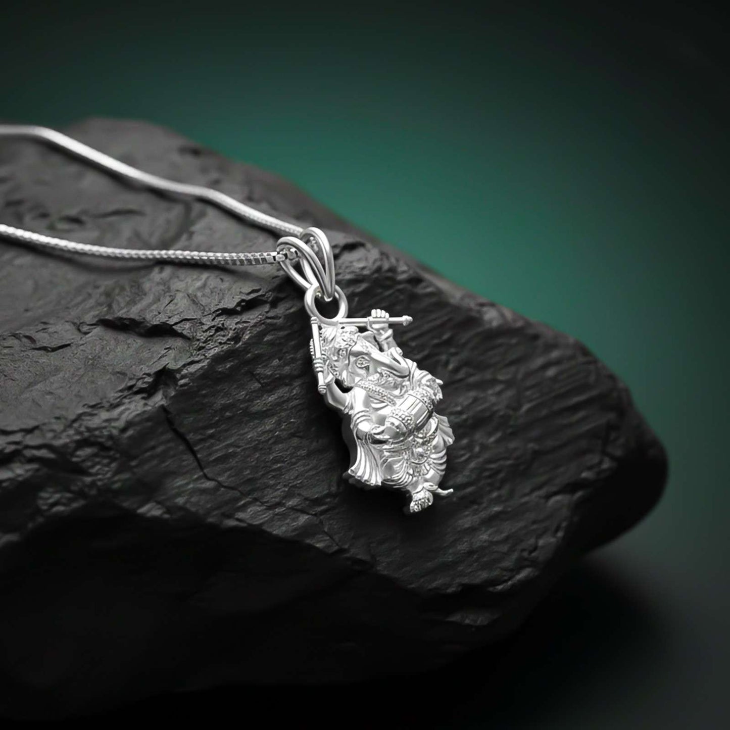 Silver God Ganesha Dancing Sterling Silver Pendant