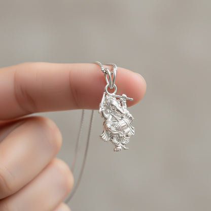 Silver God Ganesha Dancing Sterling Silver Pendant