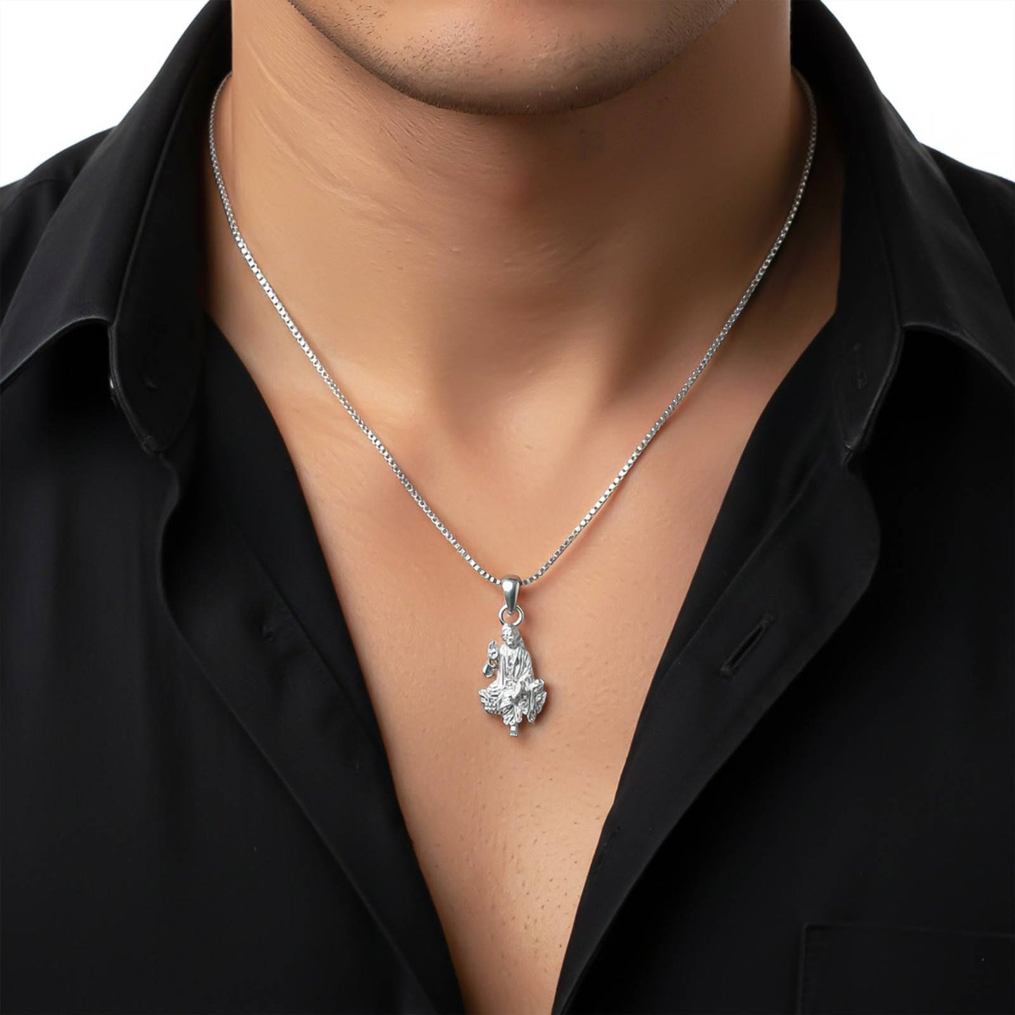 Silver Shirdi Sai Baba Blessing Pendant