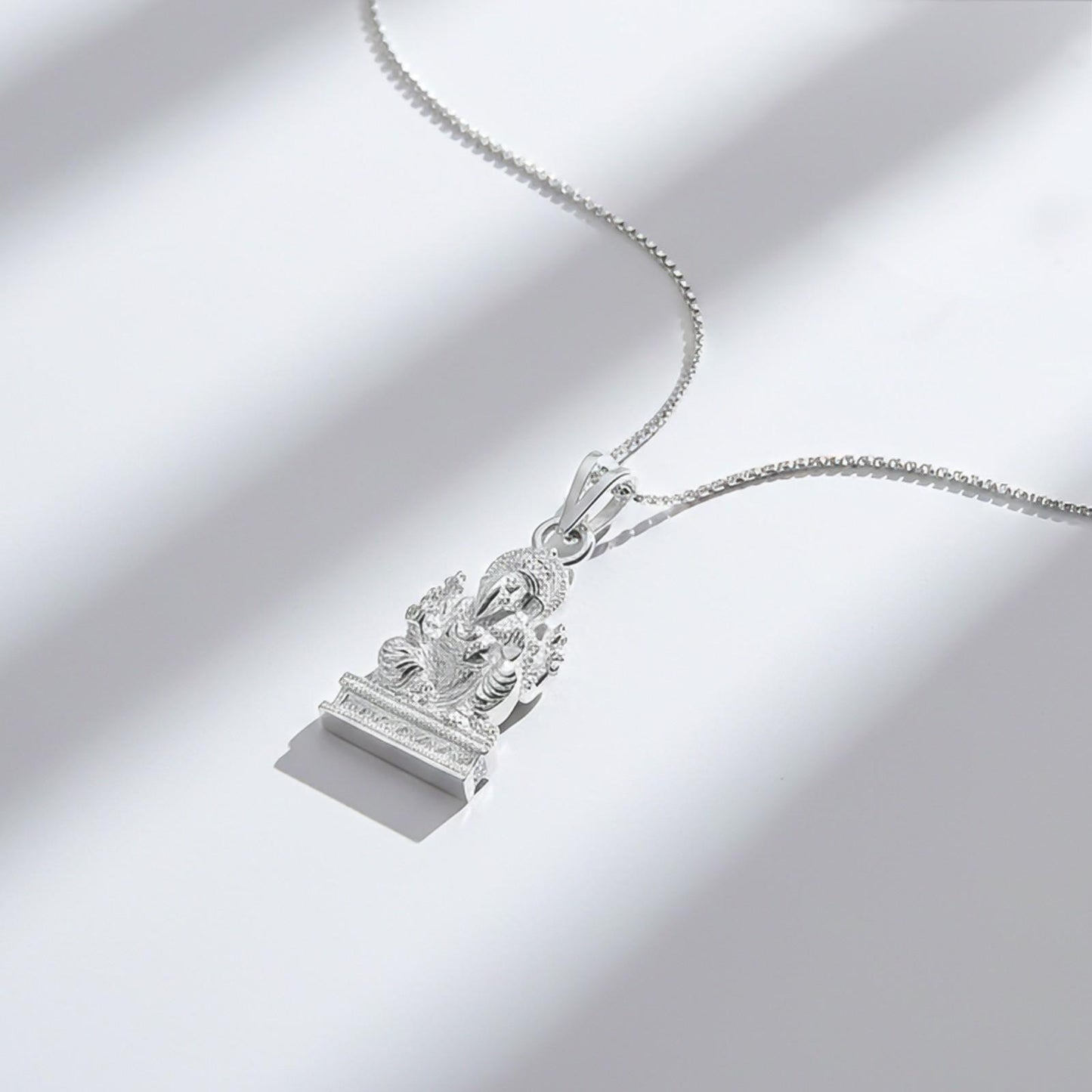 Silver God Ganesha Sitting Sterling Silver Pendant