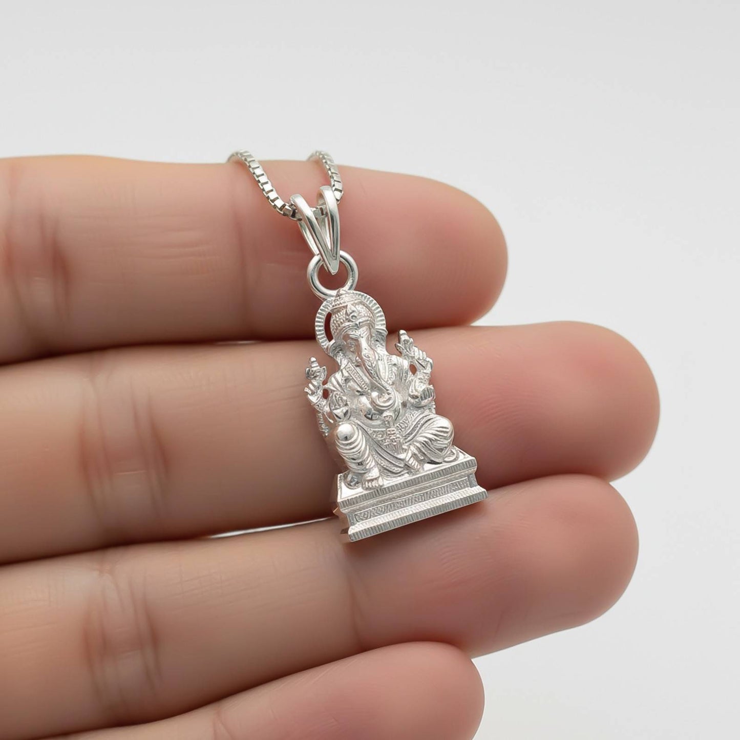 Silver God Ganesha Sitting Sterling Silver Pendant