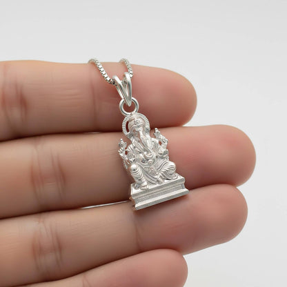 Silver God Ganesha Sitting Sterling Silver Pendant