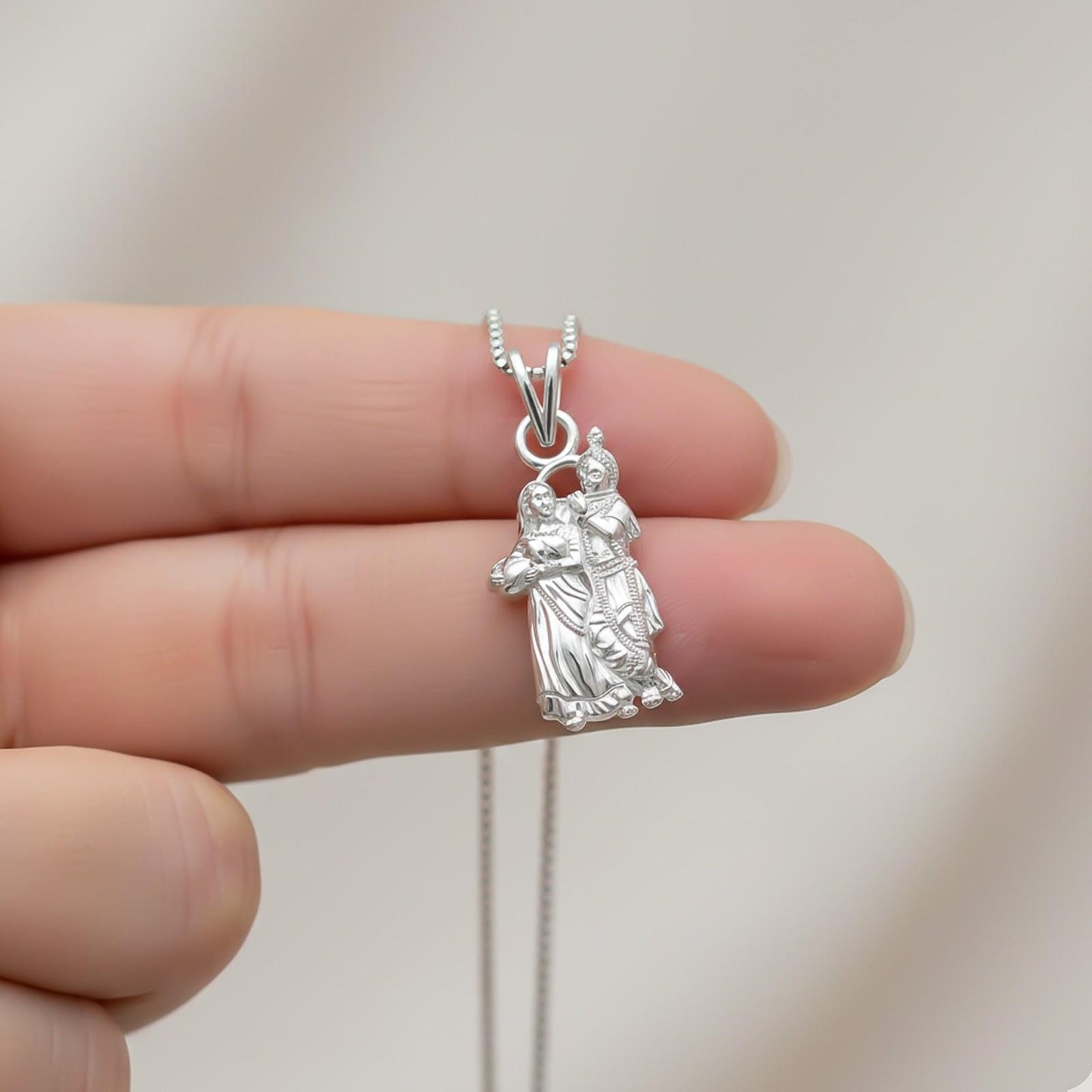 Silver Love of Radha Krishna Pendant for gift