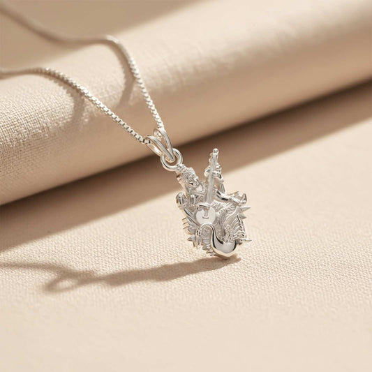 Silver Maa Saraswati With Veena Pendant