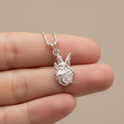 Silver Maa Saraswati With Veena Pendant