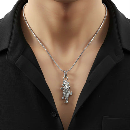 Silver Lord Ganesh Ji Gajanand Vighnaharta Design Pendant