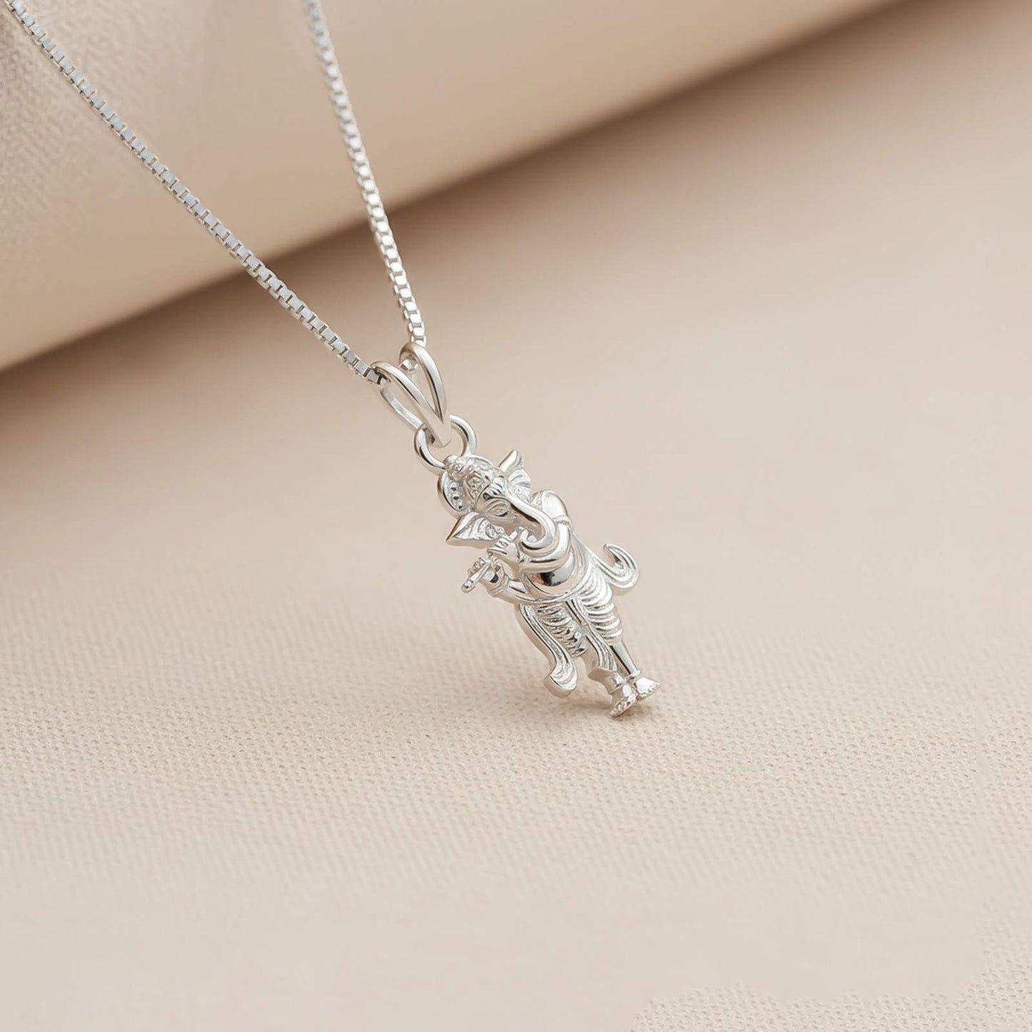 Silver Lord Ganesh Ji Gajanand Vighnaharta Design Pendant