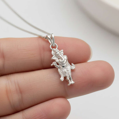 Silver Lord Ganesh Ji Gajanand Vighnaharta Design Pendant
