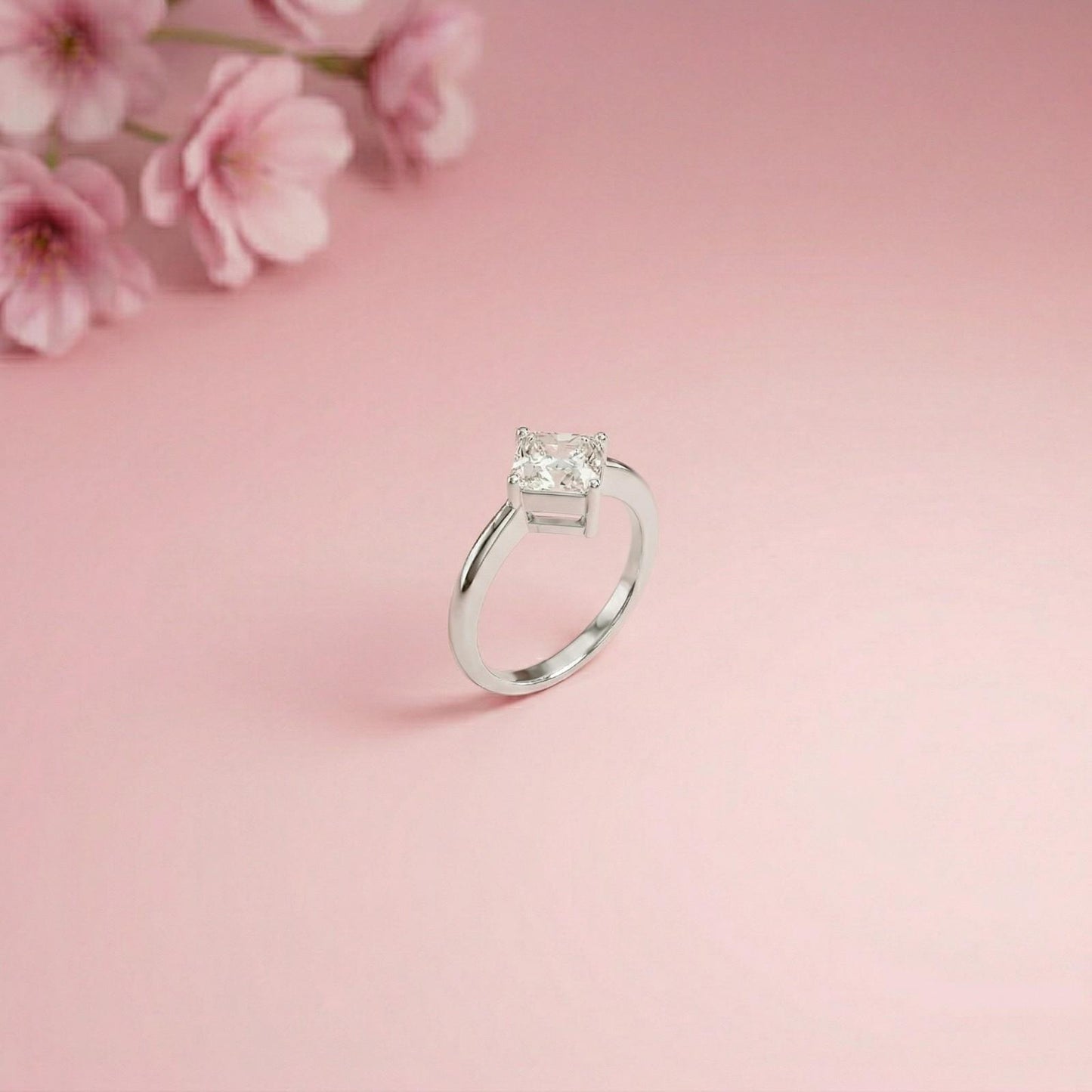 1.44Ct Moissanite Princess Cut Solitaire Ring