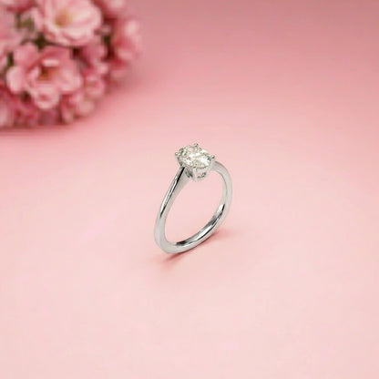 0.78Ct Moissanite Twist Band Oval Solitaire Ring