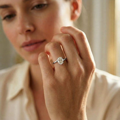 0.78Ct Moissanite Twist Band Oval Solitaire Ring