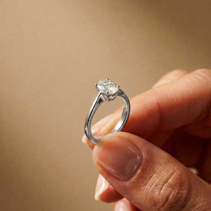 0.78Ct Moissanite Twist Band Oval Solitaire Ring