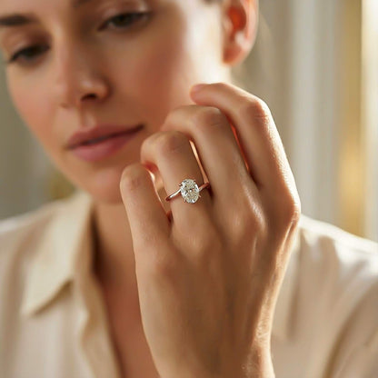 0.78Ct Moissanite Twist Band Oval Solitaire Ring
