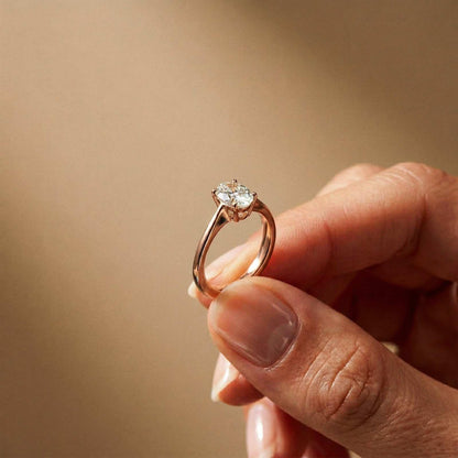 0.78Ct Moissanite Twist Band Oval Solitaire Ring