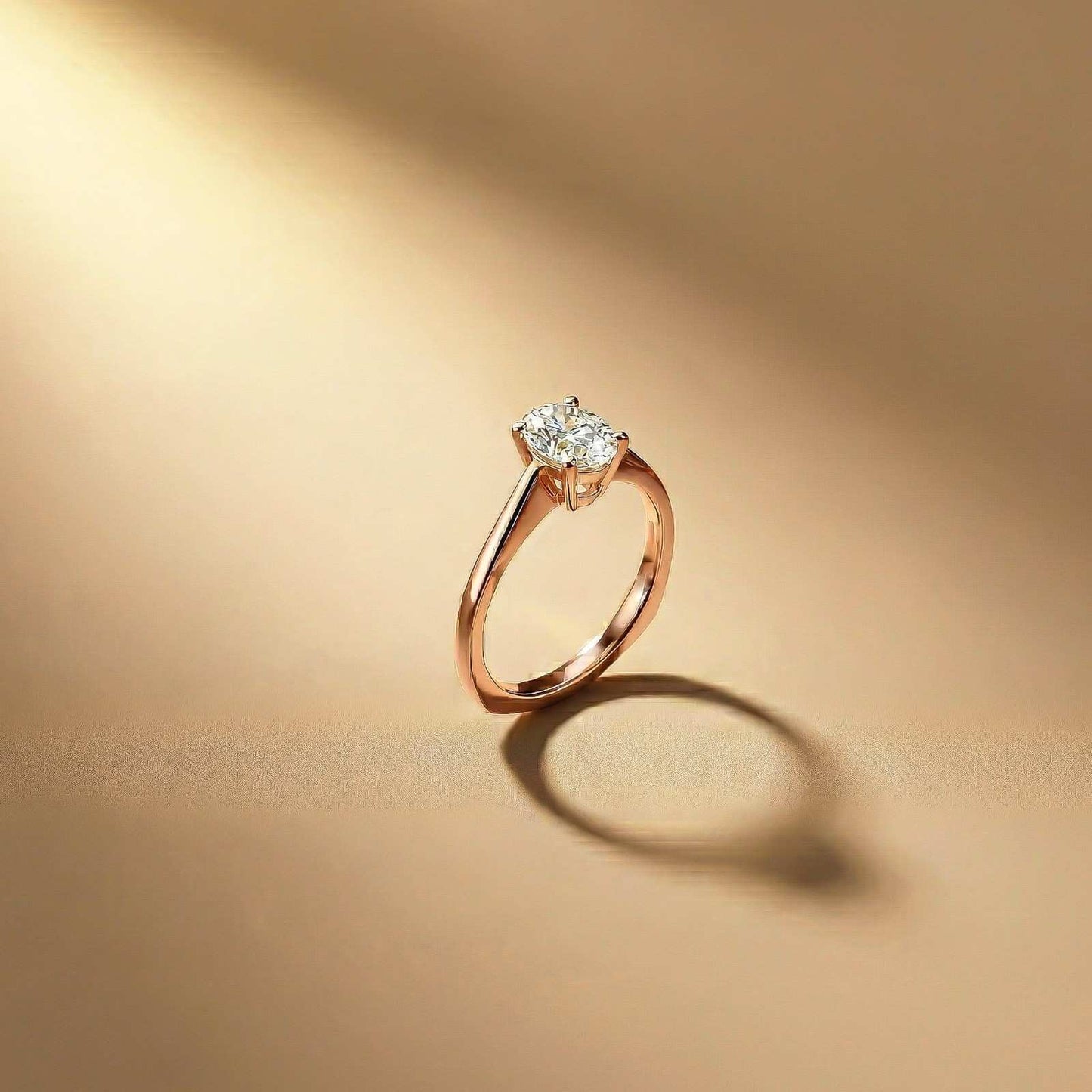 0.78Ct Moissanite Twist Band Oval Solitaire Ring