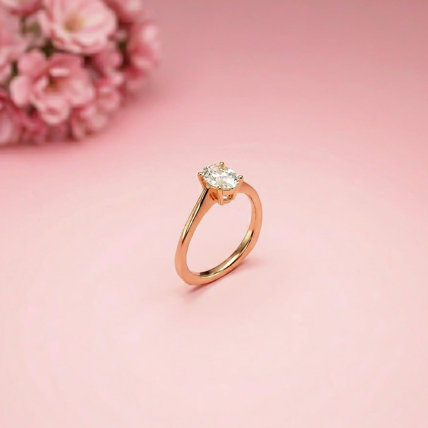 0.78Ct Moissanite Twist Band Oval Solitaire Ring
