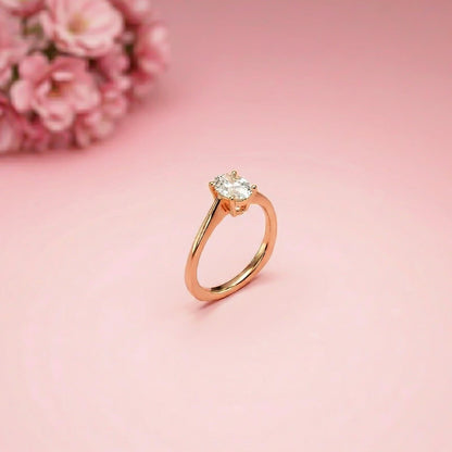 0.78Ct Moissanite Twist Band Oval Solitaire Ring