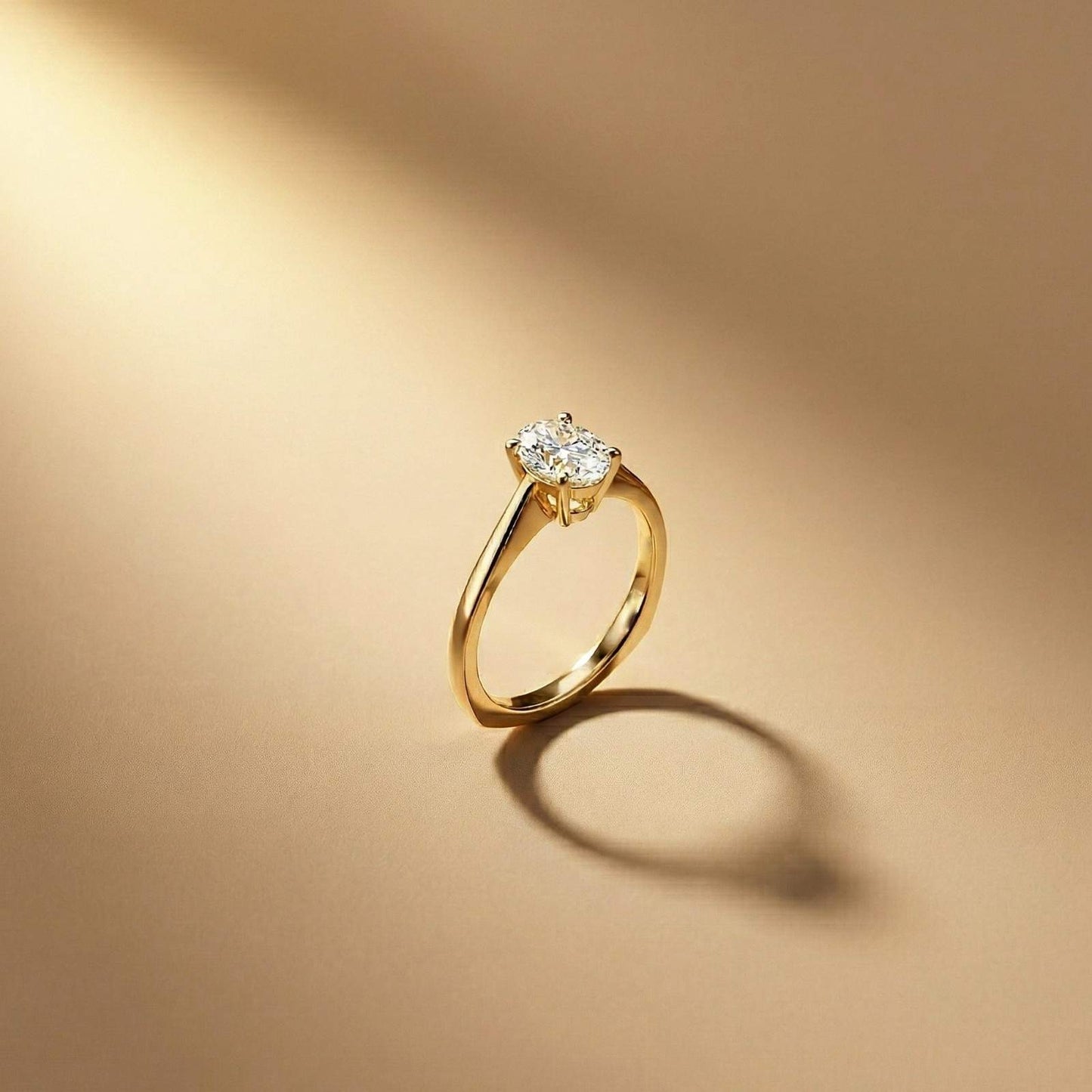 0.78Ct Moissanite Twist Band Oval Solitaire Ring