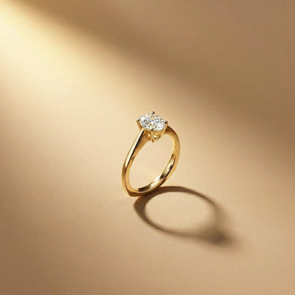 0.78Ct Moissanite Twist Band Oval Solitaire Ring