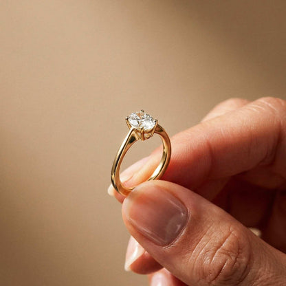 0.78Ct Moissanite Twist Band Oval Solitaire Ring