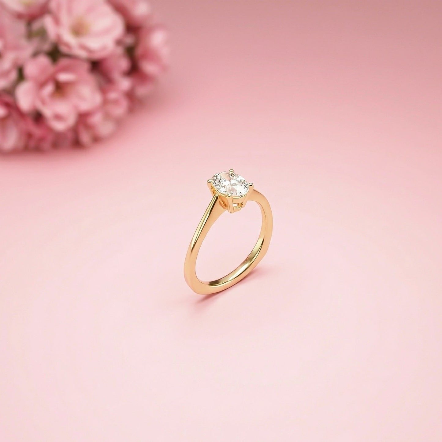 0.78Ct Moissanite Twist Band Oval Solitaire Ring