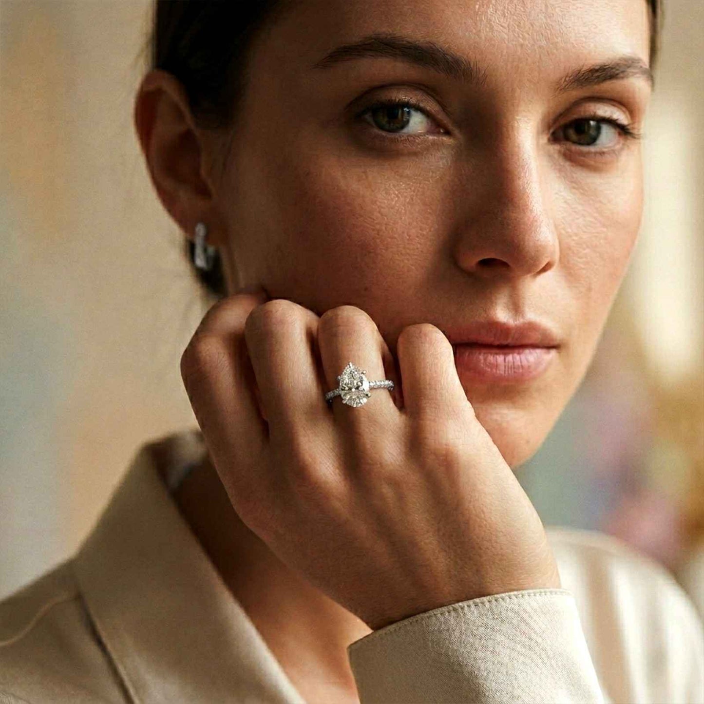 2.71Ct Moissanite Twist Band Oval Solitaire Ring