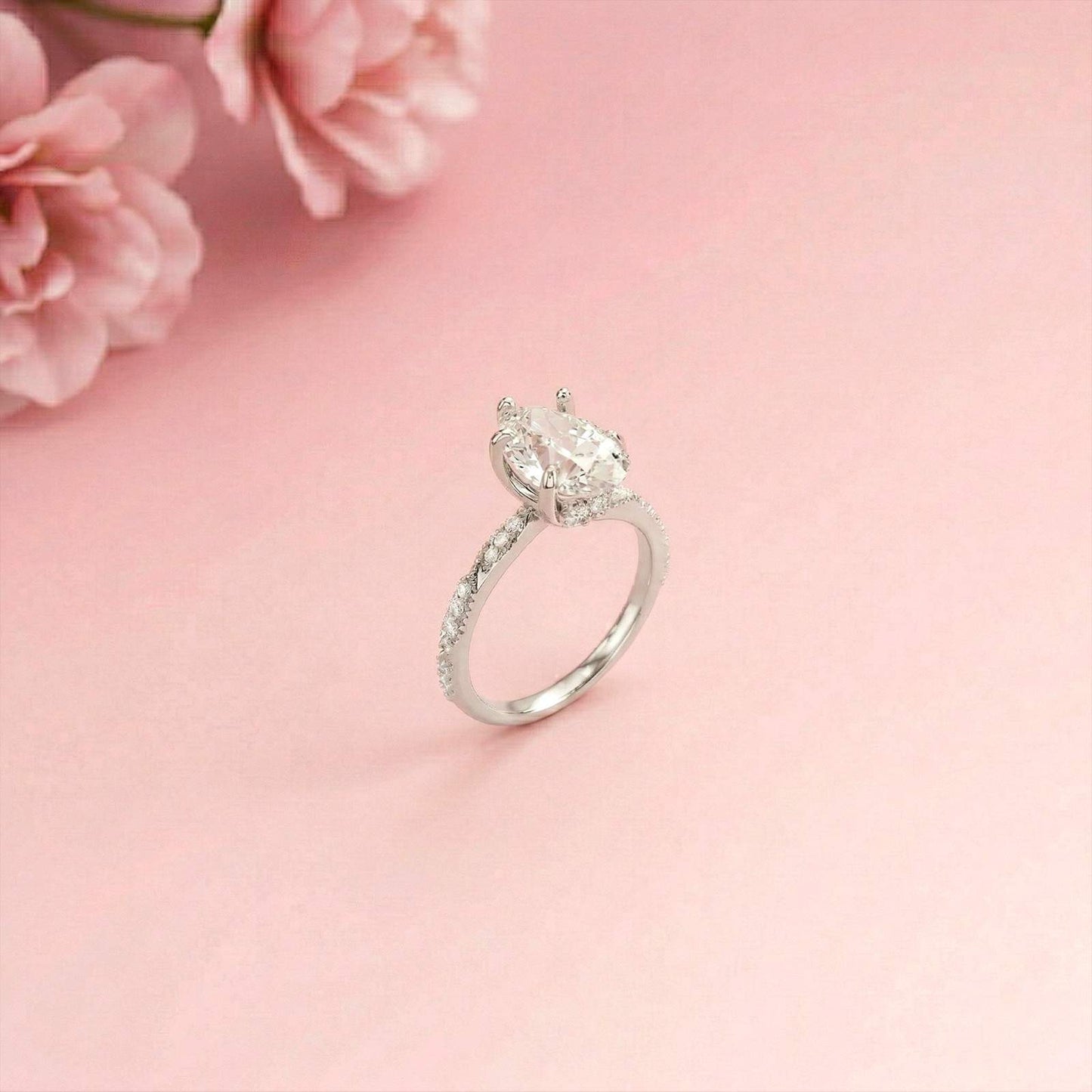 2.71Ct Moissanite Twist Band Oval Solitaire Ring