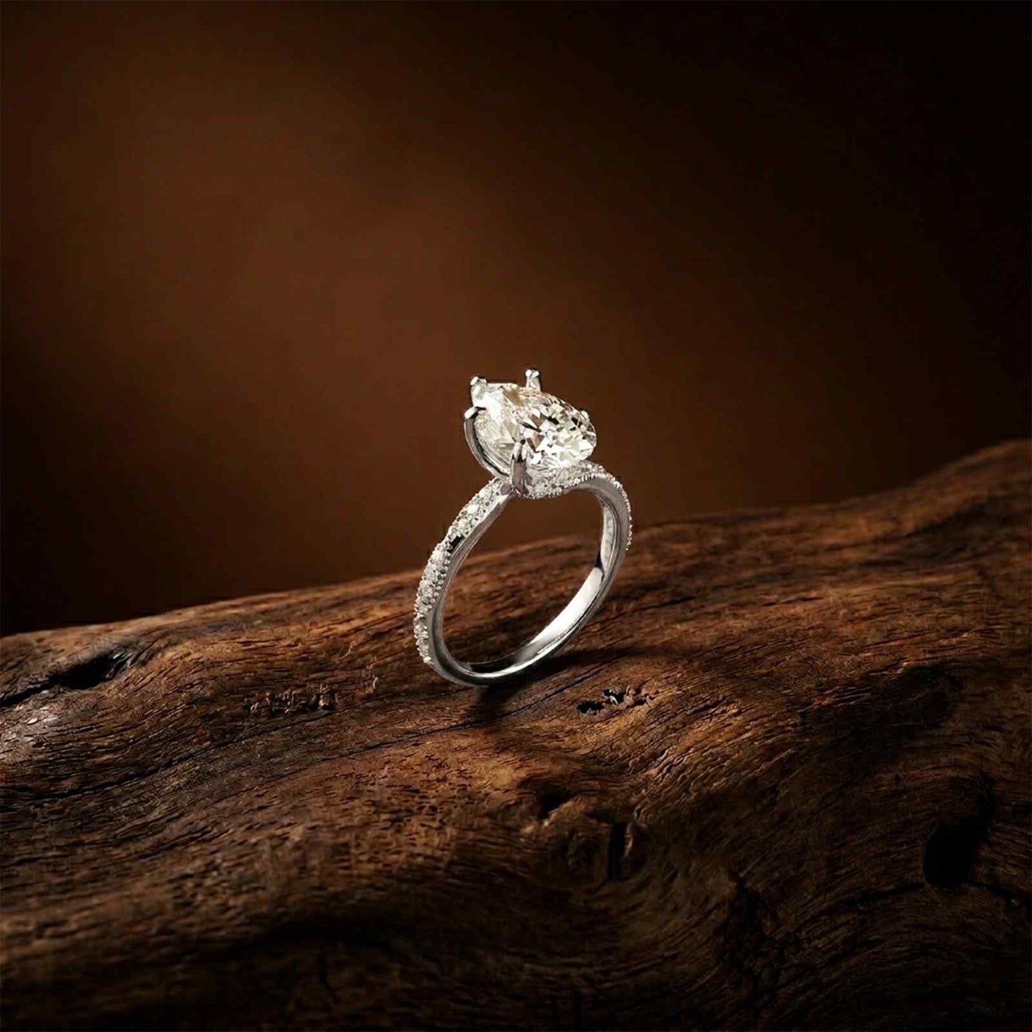 2.71Ct Moissanite Twist Band Oval Solitaire Ring