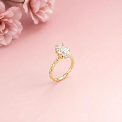 2.71Ct Moissanite Twist Band Oval Solitaire Ring