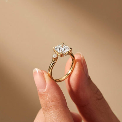 2.58Ct Moissanite Asscher Cut Three Stone Ring