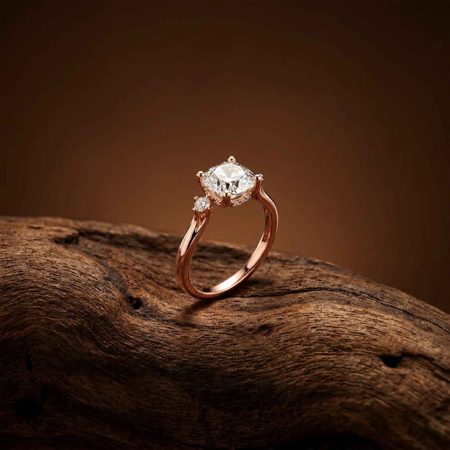 2.58Ct Moissanite Cushion Cut Three Stone Ring