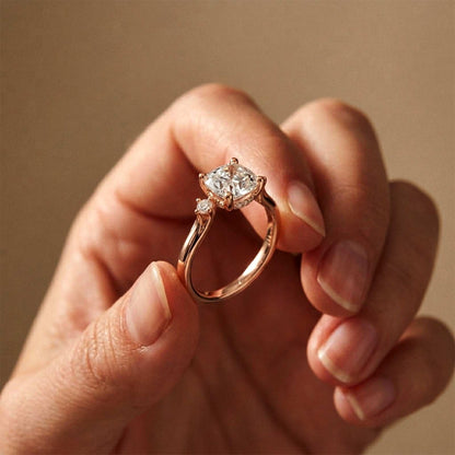 2.58Ct Moissanite Cushion Cut Three Stone Ring