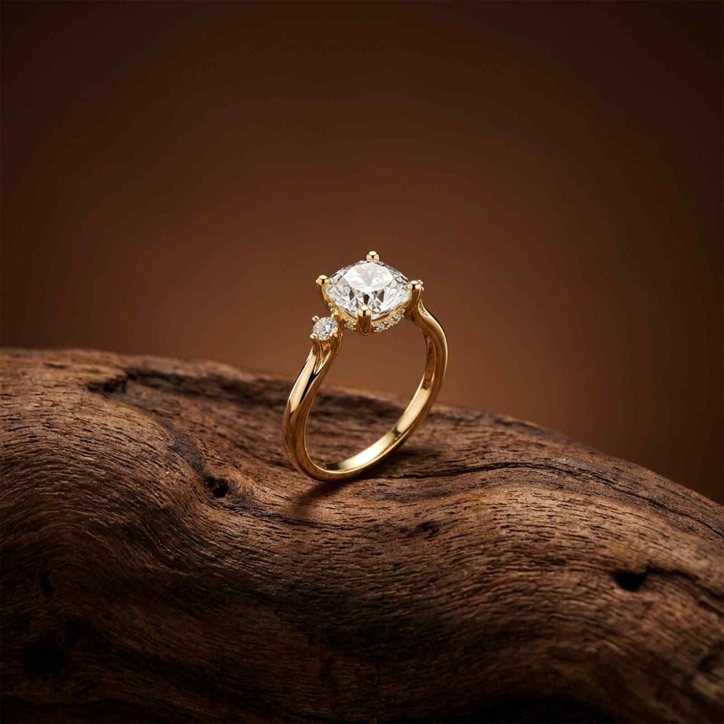 2.58Ct Moissanite Cushion Cut Three Stone Ring