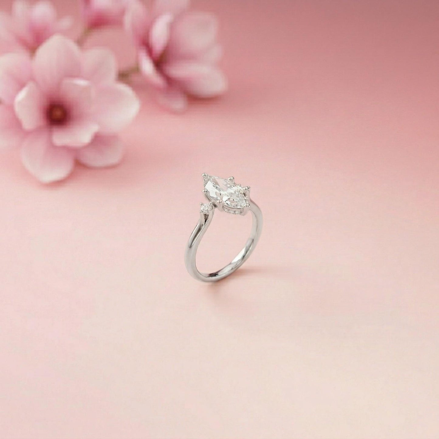 1.95Ct Moissanite Marquise Cut Three Stone Ring