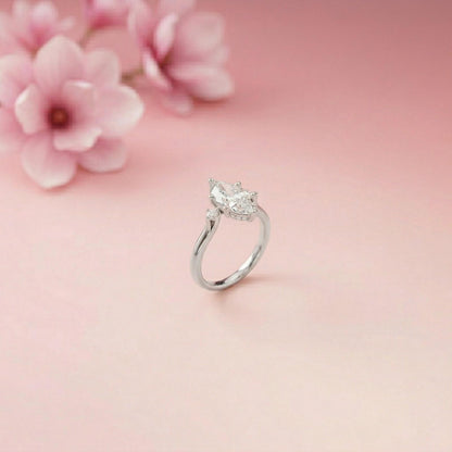 1.95Ct Moissanite Marquise Cut Three Stone Ring