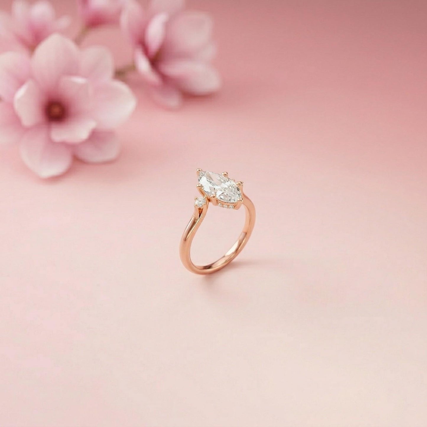 1.95Ct Moissanite Marquise Cut Three Stone Ring
