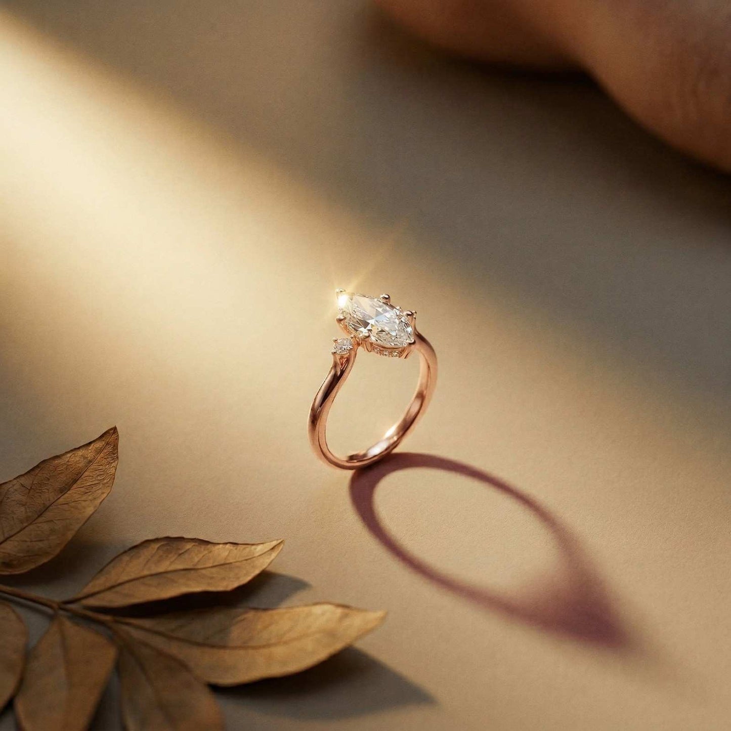 1.95Ct Moissanite Marquise Cut Three Stone Ring