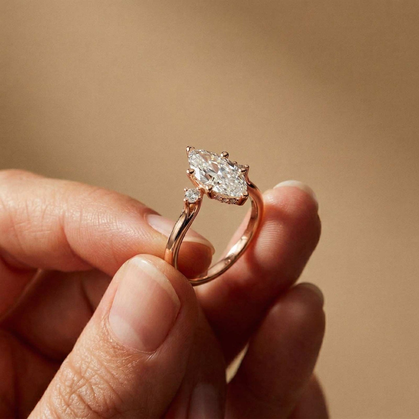 1.95Ct Moissanite Marquise Cut Three Stone Ring