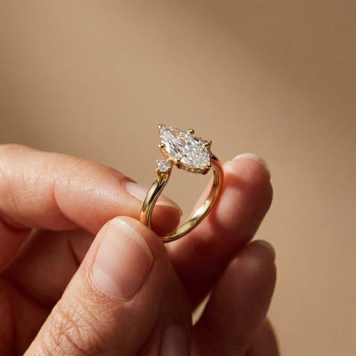 1.95Ct Moissanite Marquise Cut Three Stone Ring