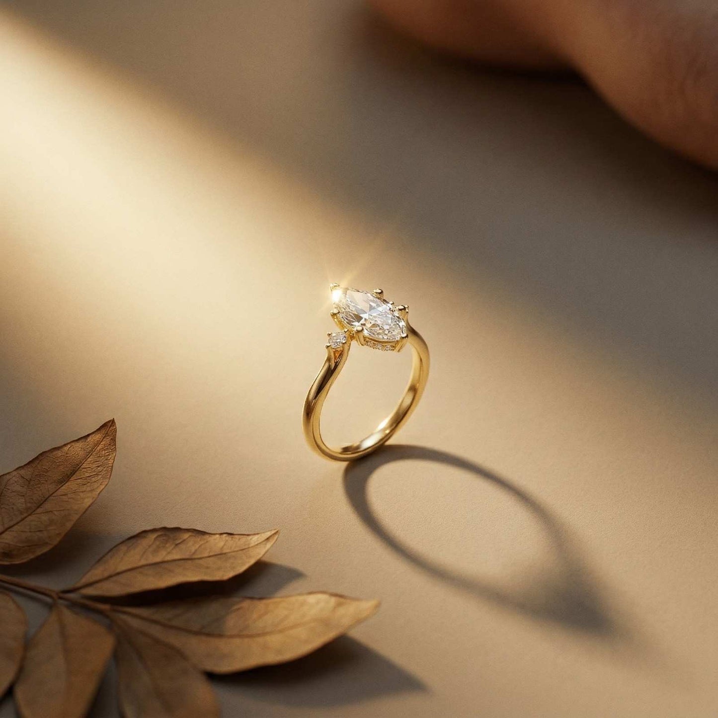 1.95Ct Moissanite Marquise Cut Three Stone Ring