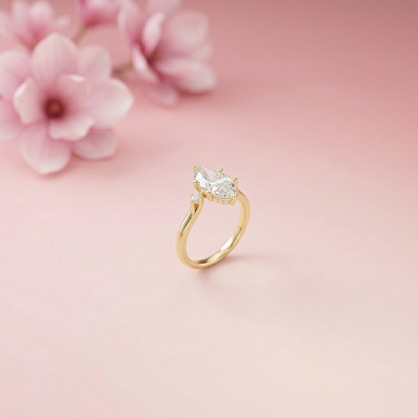 1.95Ct Moissanite Marquise Cut Three Stone Ring