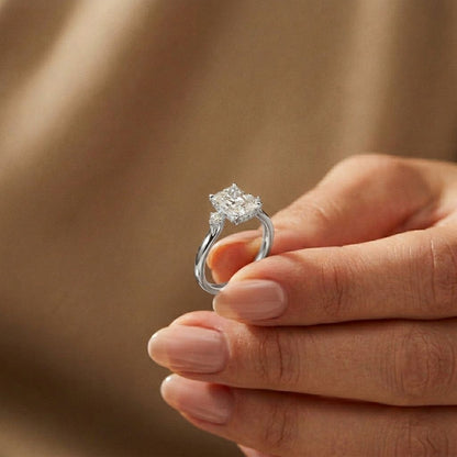 2.13Ct Moissanite Radiant Cut Three-Stone Ring