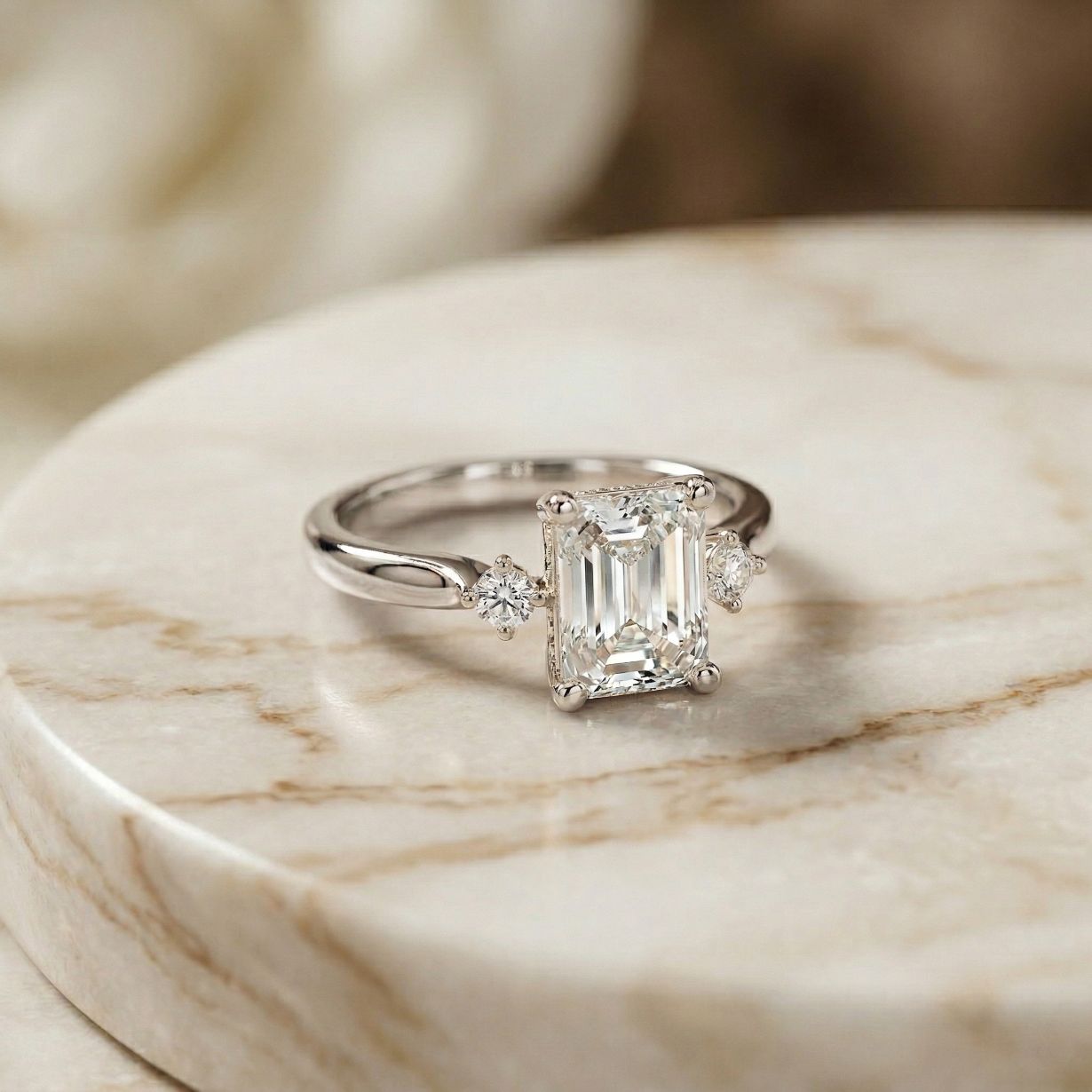 2.13Ct Moissanite Radiant Cut Three-Stone Ring