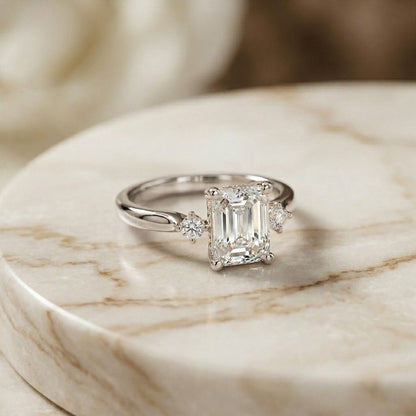 2.13Ct Moissanite Radiant Cut Three-Stone Ring
